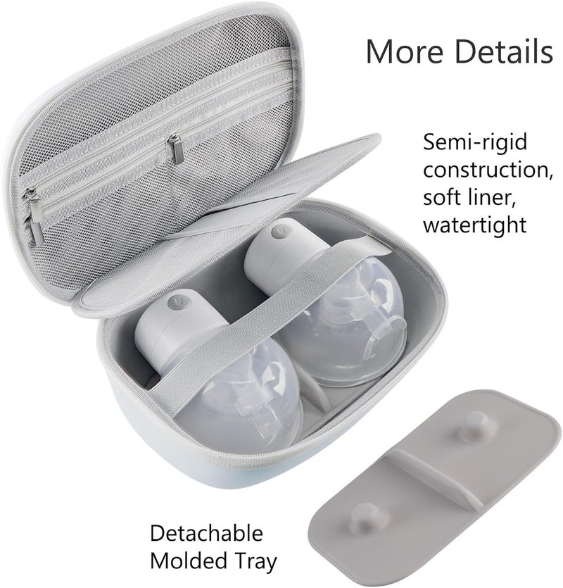Fellibay Wearable Breast Pump Case, Hard Shell Breast Pump Bag with Removable Tray, Watertight Breast Pump Storage Bag Compatible with Most of Wearable Breast Pumps, Holds 2 Pumps - Image 3